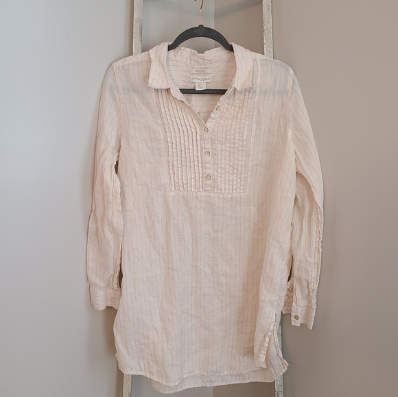 Cynthia Rowley Tops - Cynthia Rowley♡ Stripe Linen tab sleeve tunic top